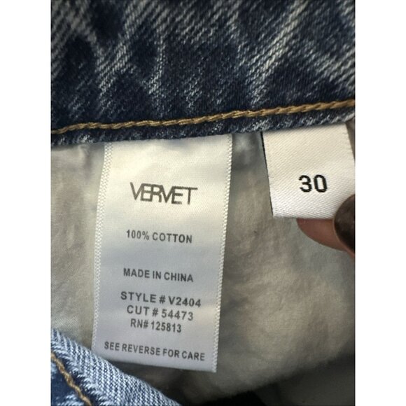 Judy Blue Vervet Sz 30 90s Vintage Crop Jeans Blue Melody Distressed Raw Hem Y2K - Picture 12 of 13